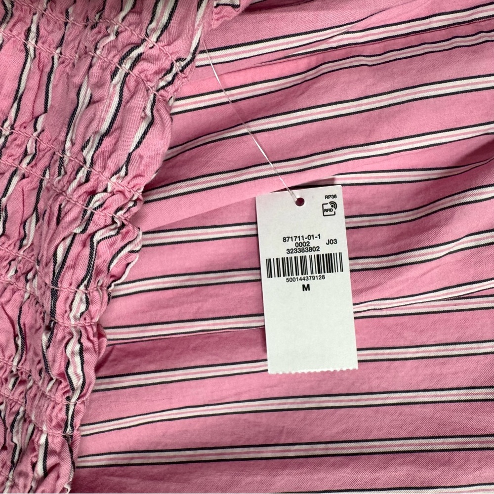 Coquette Barbiecore Pink Smocked Puff Sleeve Fit & Flare Mini Dress NWT M Summer - Picture 9 of 9